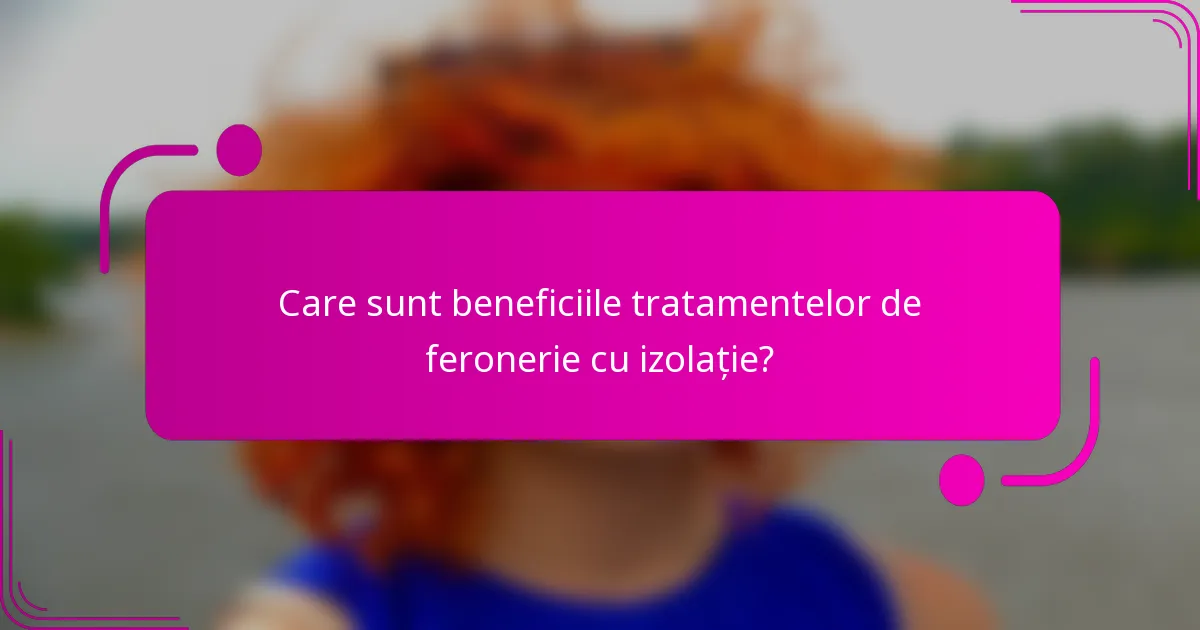 Care sunt beneficiile tratamentelor de feronerie cu izolație?