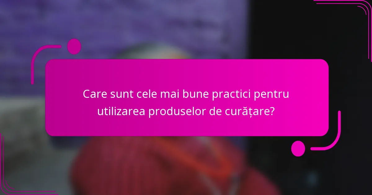 Care sunt cele mai bune practici pentru utilizarea produselor de curățare?