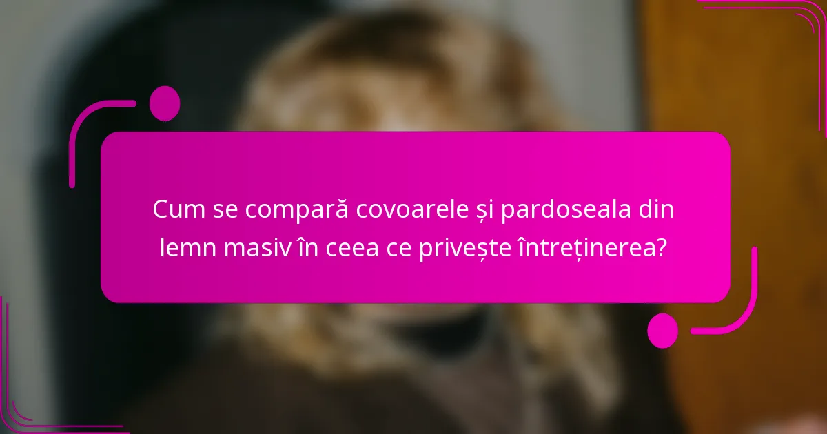 Cum se compară covoarele și pardoseala din lemn masiv în ceea ce privește întreținerea?