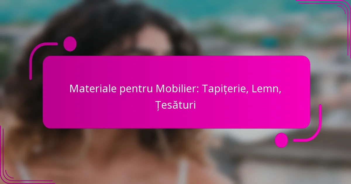 Materiale pentru Mobilier: Tapițerie, Lemn, Țesături