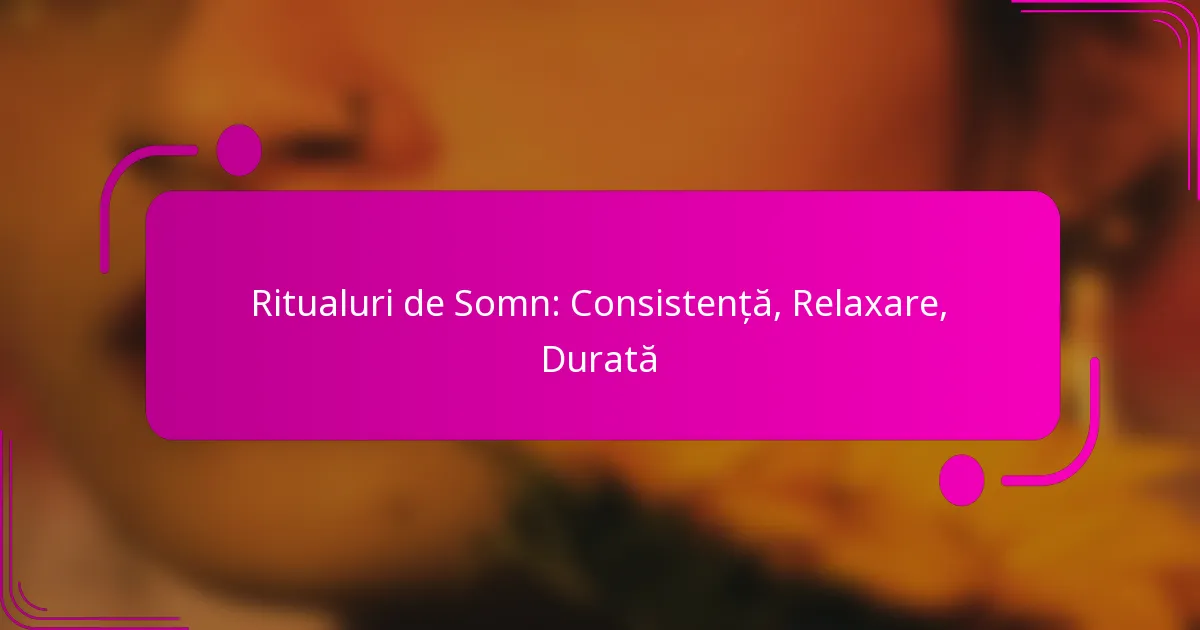 Ritualuri de Somn: Consistență, Relaxare, Durată
